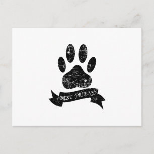 Distressed Dog Paw With Ribbon Postcard