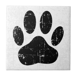 Distressed Dog Pawprint Tile