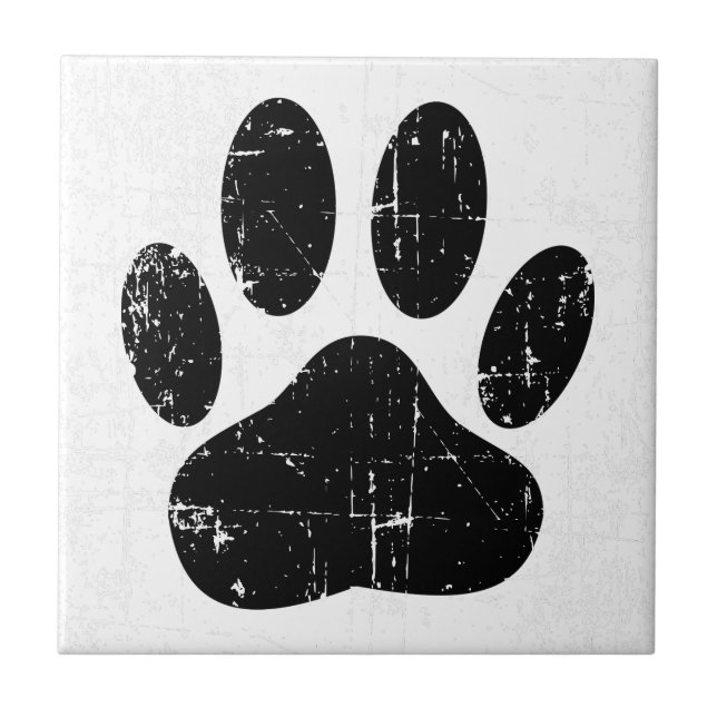 Distressed Dog Pawprint Tile (Front)