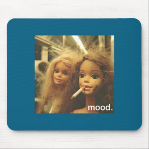 Distressed Doll Face Meme Premium Illustration Mouse Pad