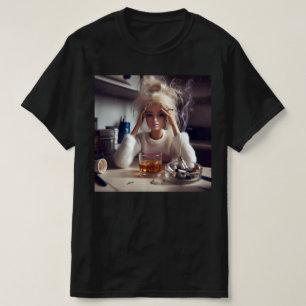 Distressed Doll Meme Smoking & Drinking Gen Z T-Shirt