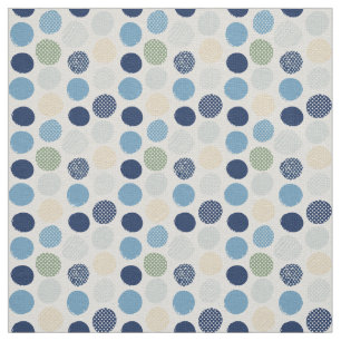 Distressed Dots Blue Green Circles Messy Boyish Fabric