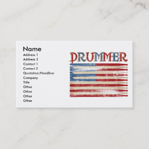Distressed Drum Stick USA Flag Drummer Tees Gifts Business Card