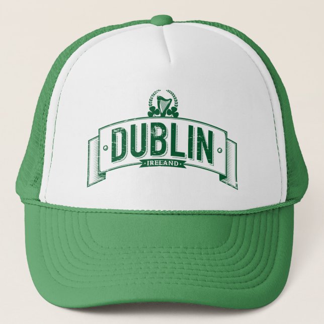 distressed Dublin banner Trucker Hat (Front)