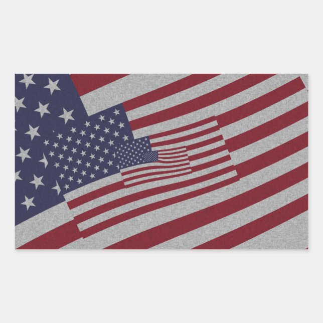 Distressed Effect Nested USA Flags Stars & Stripes Sticker (Front)