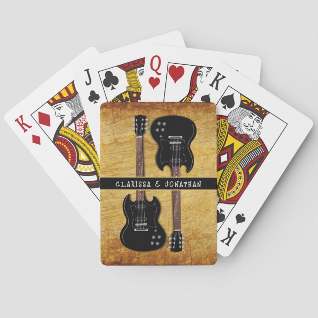 Distressed Electric Guitars Personalized Playing Cards (Back)