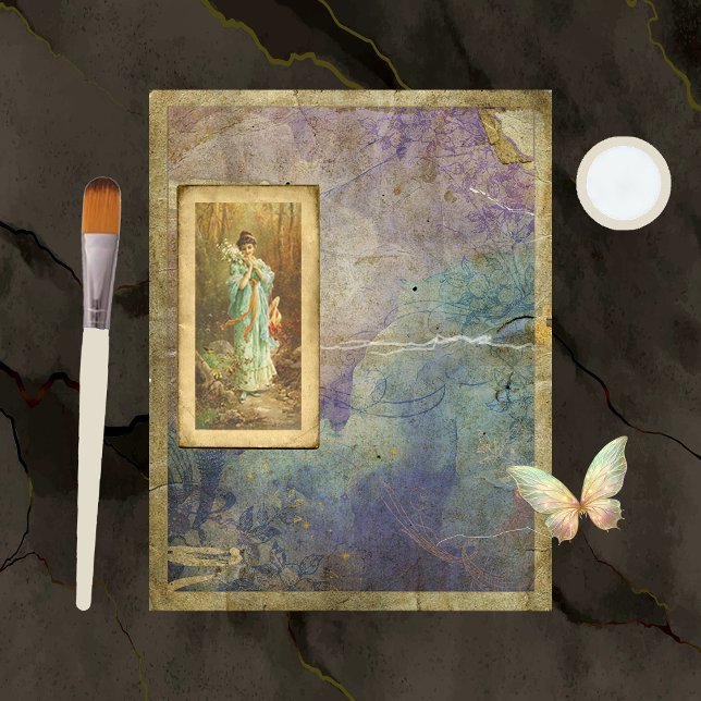 Distressed Enchanted Lady Scrapbook Paper (Creator Uploaded)