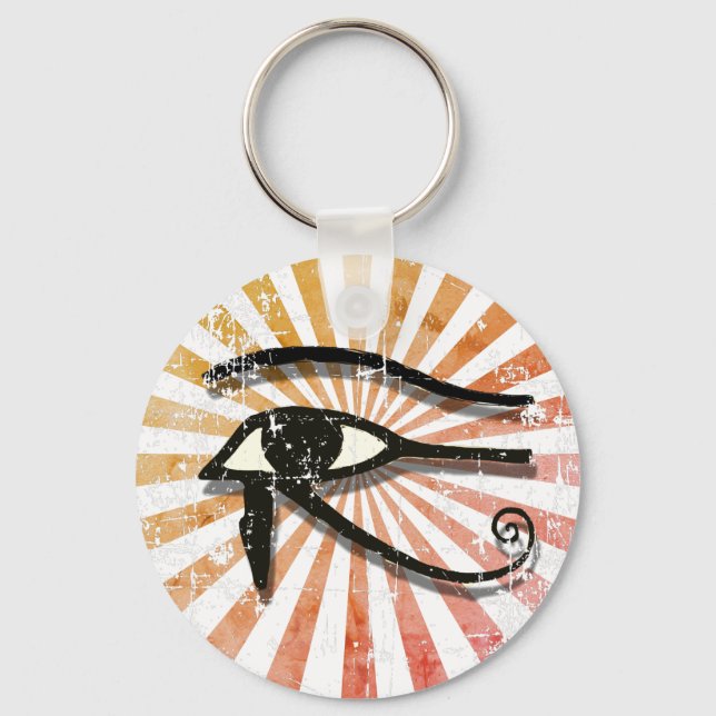 Distressed Eye Of Horus Egyptian Symbol Retro Sun Keychain (Front)