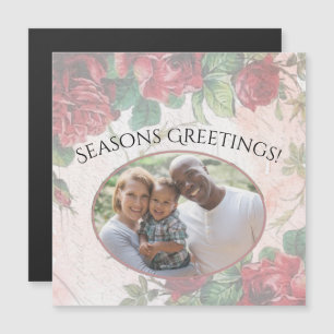 Distressed Faded Red Roses Writing on Paper Magnet