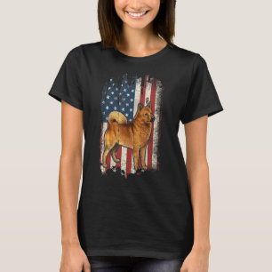 Distressed Finnish Spitz American Flag Patriotic D T-Shirt