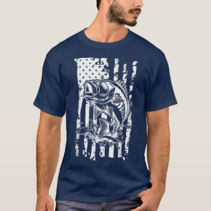 Distressed Flag Bass Fishing, Patriotic Design T-Shirt