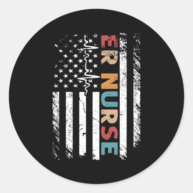 Distressed Flag For Emergency Room Er Nurses Classic Round Sticker (Front)