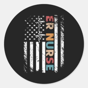 Distressed Flag For Emergency Room Er Nurses Classic Round Sticker