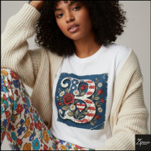 Distressed Flag Letter B Floral Monogram