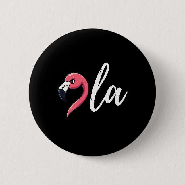 Distressed Flamingo Comma La Funny Kamala Harris P 2 Inch Round Button (Front)