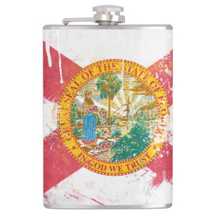 Distressed Florida Flag Hip Flask