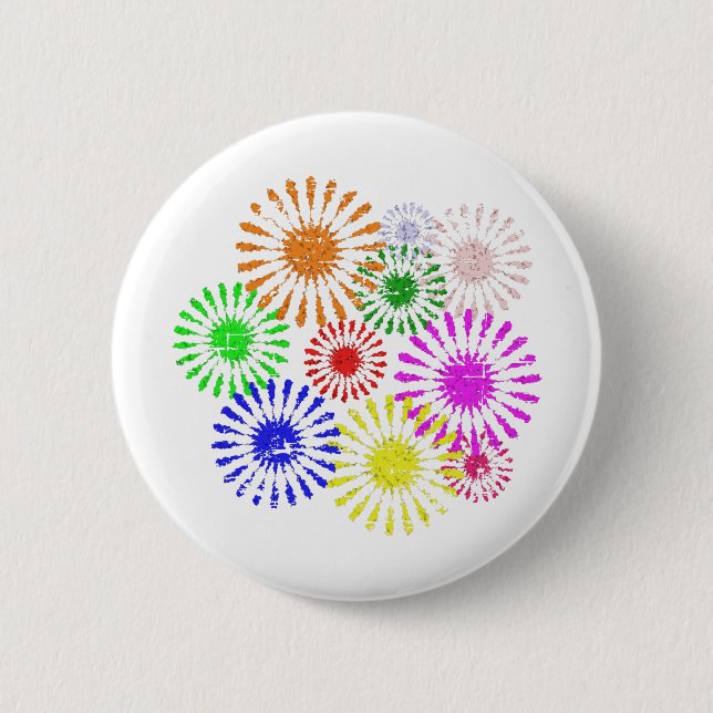 Distressed Flower Burst 2 Inch Round Button (Front)