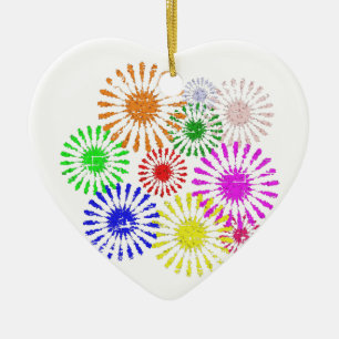 Distressed Flower Burst Ceramic Ornament