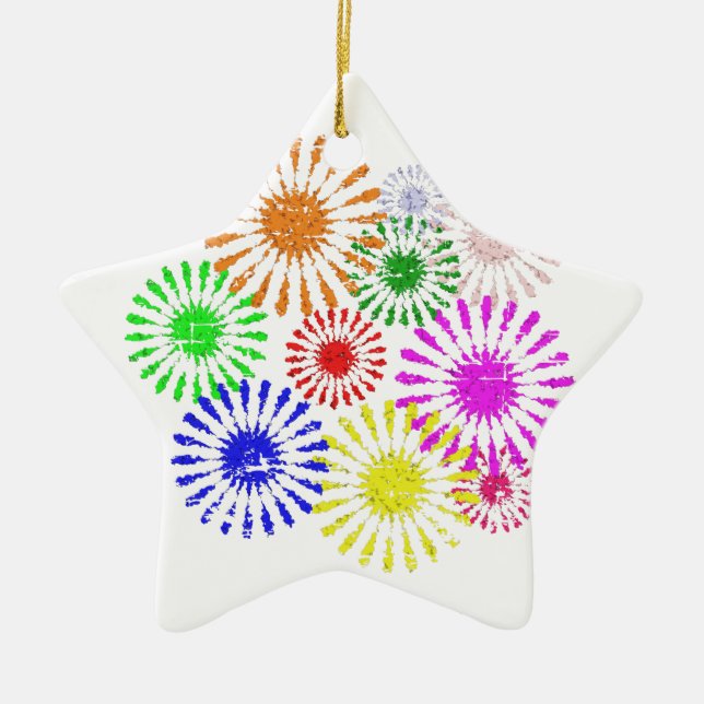 Distressed Flower Burst Ceramic Ornament (Front)