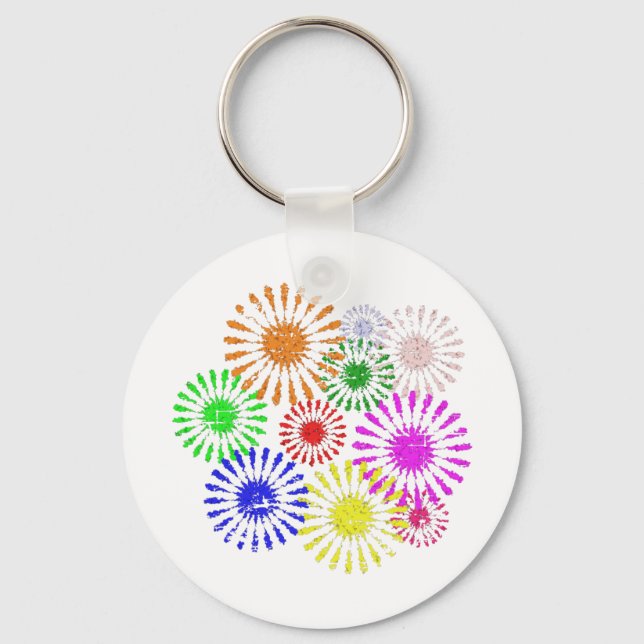 Distressed Flower Burst Keychain (Front)
