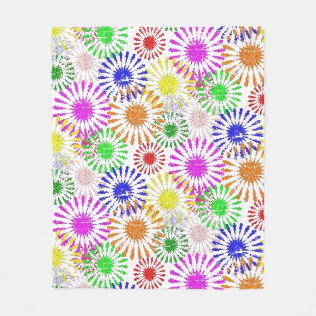 Distressed Flower Burst Sherpa Blanket (Front)