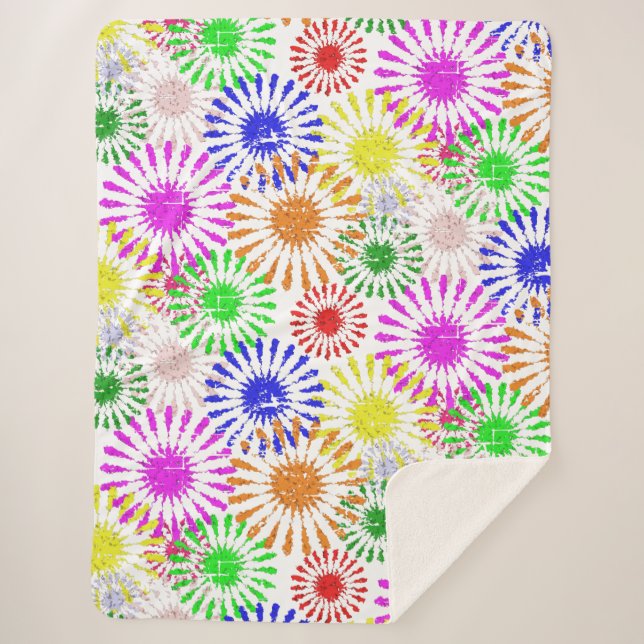 Distressed Flower Burst Sherpa Blanket (Front)