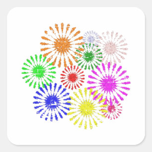 Distressed Flower Burst Square Sticker