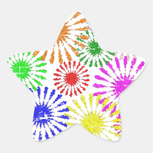 Distressed Flower Burst Star Sticker
