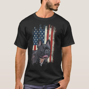 Distressed French Bulldog American Flag Patriotic  T-Shirt