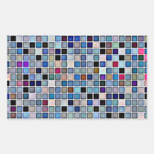 Distressed Funky Blue 'Bathroom Tiles' Pattern Sticker