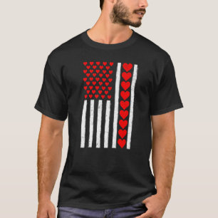 Distressed Funny American Flag Heart Valentine's D T-Shirt