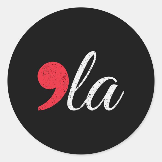 Distressed Funny Comma La Kamala Harris  Classic Round Sticker (Front)