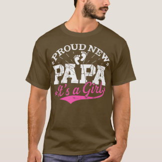 Distressed Gender Reveal Proud New Papa It's A Gir T-Shirt