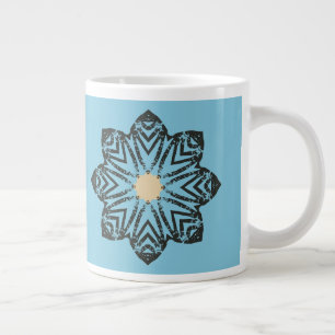 Distressed Geometric Floral Medallion Large Coffee Mug