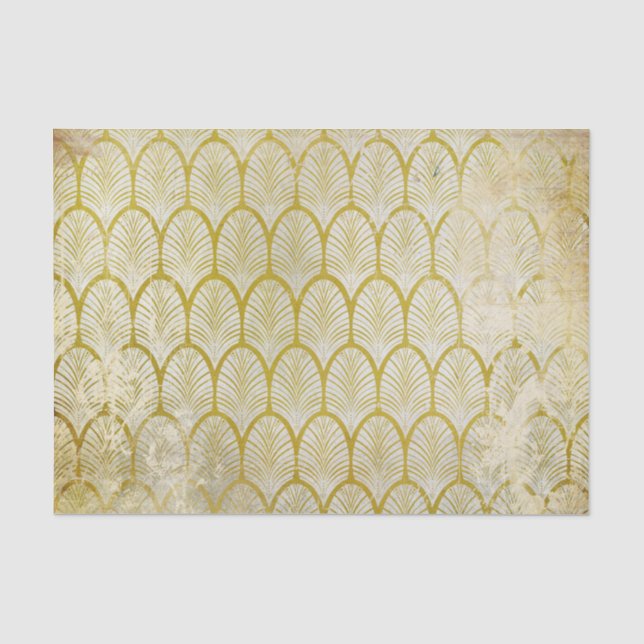 Distressed Gold Geometric Art Deco Tissue Paper (Front)