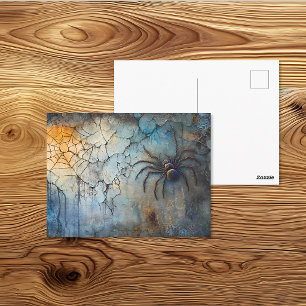 Distressed Gothic Spider and Web Art Postcard