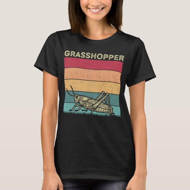 Distressed Grasshopper Lover Boys Girls Retro Gras T-Shirt (Front)