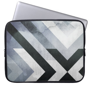 Distressed Grey and Black Geometric Modern Design Laptop Sleeve