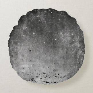 Distressed Grey & Black Texture Round Pillow