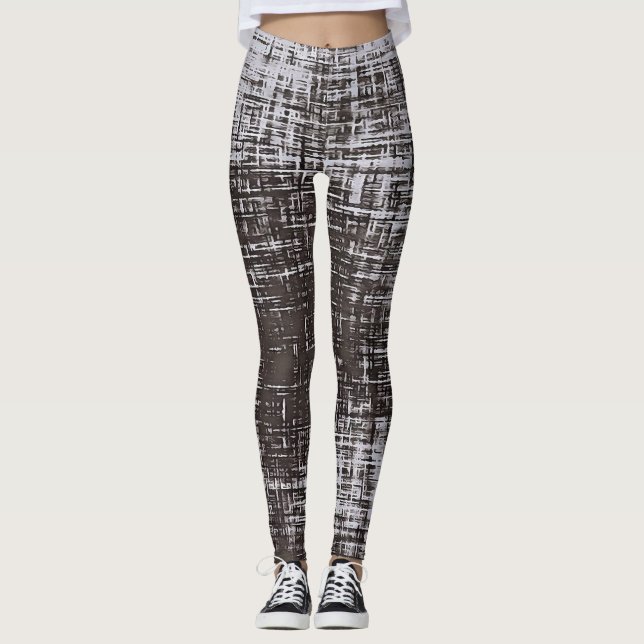 Distressed Grey Lines On Pale Grey Background Abst Leggings (Front)