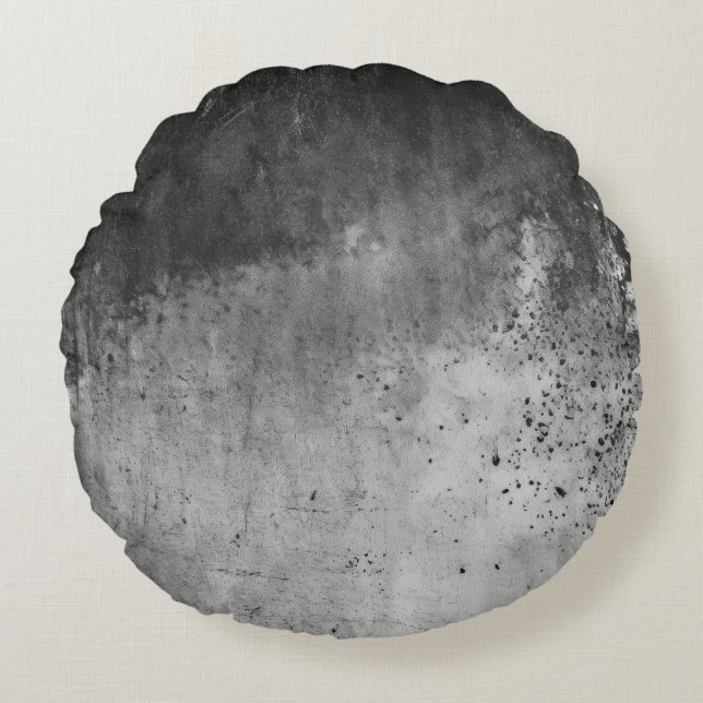 Distressed Grey Texture Round Pillow (Front)