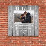 Distressed Grey Wood 5 Year Anniversary Photo   Square Wall Clock<br><div class="desc">Rustic wood wall clock personalized with photo makes a perfect gift for 5 year anniversary. Personalize with couple name and year. The milestone 5th anniversary gift is traditionally wood related gifts.</div>
