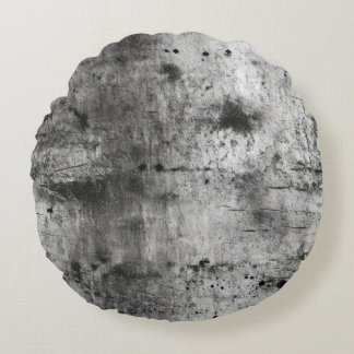 Distressed Grunge Grey & Black Texture Round Pillow