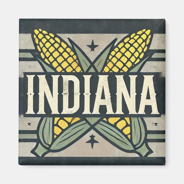 Distressed Grunge Indiana Corn Magnet (Front)