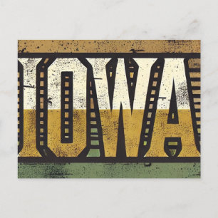Distressed Grunge Iowa Postcard