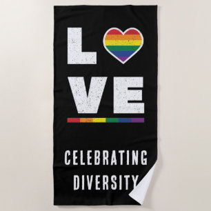 Distressed Grunge Love LGBTQ Gay Pride Flag Beach Towel