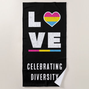 Distressed Grunge Love LGBTQ Pansexual Pride Flag Beach Towel