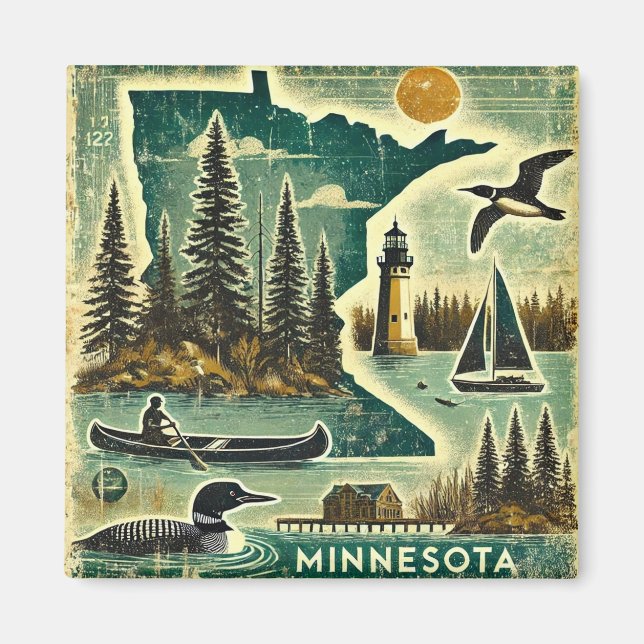 Distressed Grunge Minnesota Magnet (Front)
