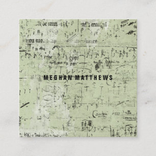 Distressed Grunge Music Square Business Card