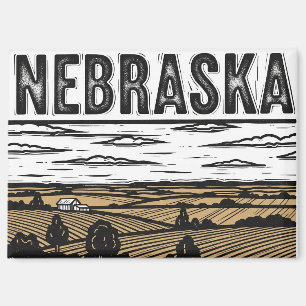 Distressed Grunge Nebraska Postcard Magnet